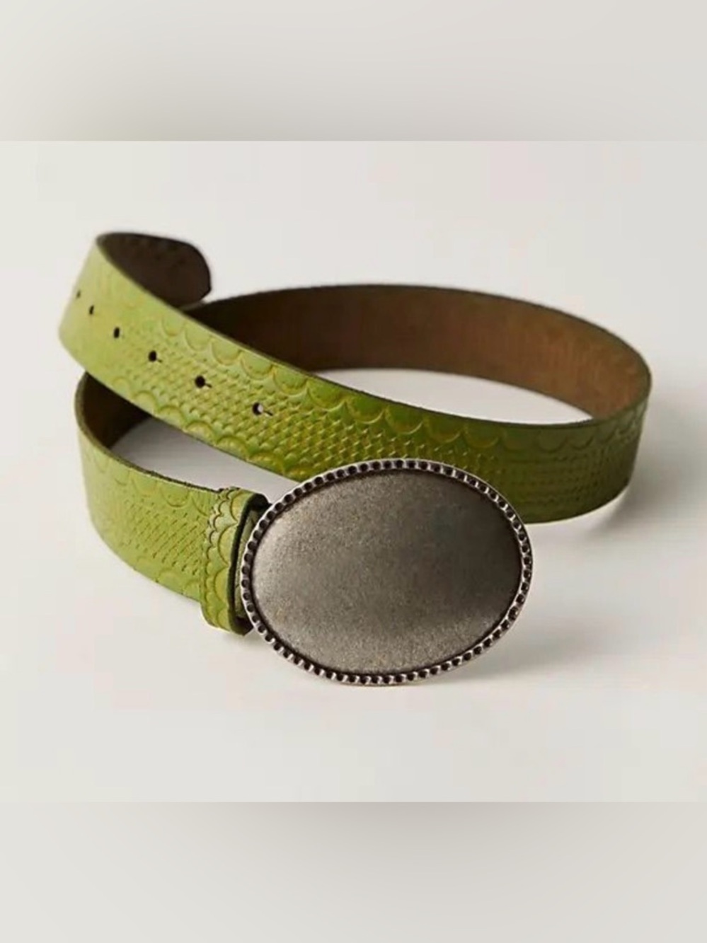 Free People Duke Concho Belt Cactus Green SOLD OUT Leather Western Boho S/M NWOT - Picture 2 of 2